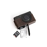 Handmade Genuine Real Leather Half Camera Case Bag Cover for Ricoh GR III GR3 Coffee color