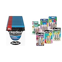 ChapStick Classic Medicated Lip Balm Tubes, Chapped Lips Treatment and Skin Protectant - 0.15x12 Oz & Fan Favorites Multi-Pack Flavored Lip Balm Tubes Fan Favs - 0.15 Oz (Box of 6 Packs of 3)