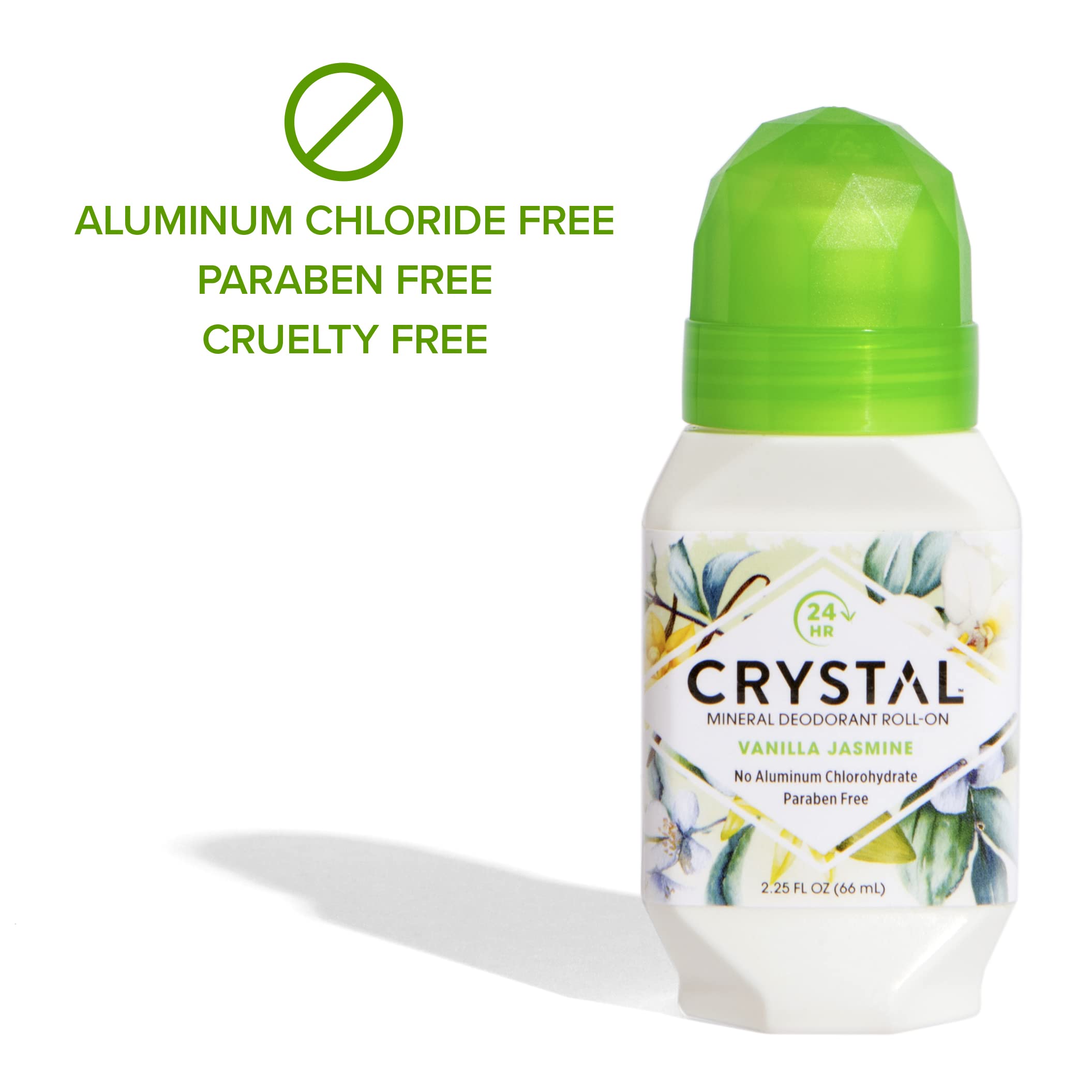 Crystal Deodorant - Mineral Roll on Vegan Deodorant for Women and Men, Vanilla Jasmine - 2.25 fl. oz. (Pack of 3)
