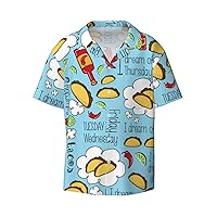 Mexican Tacos Food Men's Summer Short-Sleeved Shirts, Casual Shirts, Loose Fit with Pockets