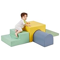 Kids Climb & Crawl Sets, 4-Piece Soft Foam Block Activity Play Structures Set for Baby Infant, Indoor Climber for Child Development, Color Coordination, Motor Skills (Multicolor-B)