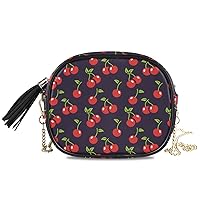 ALAZA PU Leather Small Crossbody Bag Purse Wallet Cherry Red Cell Phone Bags with Adjustable Chain Strap & Multi Pocket