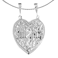 Gold Mizpah Necklace | 14K White Gold Breakable Heart Mizpah Pendant with 16