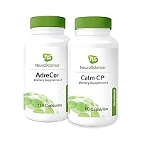 NeuroScience Stress + Adrenal Support Set - AdreCor + Calm CP (2 Products, 180 Capsules, 60 Capsules)