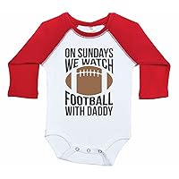 Football Baby Long Sleeve Raglan Onesie/SUNDAYS, FOOTBALL WITH DADDY/Unisex