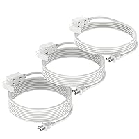 DURATECH 3-Pack Extension Cords (6/9/12FT), Indoor Extension Cords with 3-Outlet, Designed with Safety Cap, 2-Prong Plugs, 13 Amps, 16 Gauge, White, ETL Listed