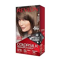Revlon Permanent Hair Color, Permanent Hair Dye, Colorsilk with 100% Gray Coverage, Ammonia-Free, Keratin and Amino Acids, 50 Light Ash Brown, 4.4 Oz (Pack of 1)