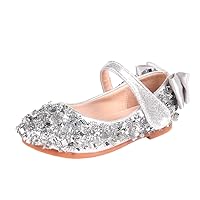 Girls Dress Shoes Mary Jane Wedding Flower Bridesmaids Glitter Princess Ballet Flats Shoes for Little Kids Toddler
