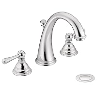 Moen Kingsley Chrome Traditional Two-Handle Widespread High-Arc Bathroom Faucet with Drain Assembly, Valve Required, T6125