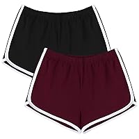 URATOT 2 Pack Yoga Short Pants Summer Running Athletic Shorts Women Dance Gym Workout Elastic Waist Shorts