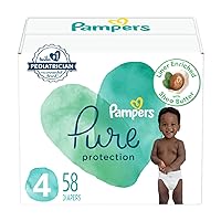 Pure Protection Diapers - Size 4, 58 Count, Hypoallergenic Premium Disposable Baby Diapers