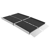 EZ-ACCESS SUITCASE 5 Foot Trifold Portable Aluminum Folding Ramp with Applied Surface That Resists Slips and Self Adjusting Bottom Transition Plates