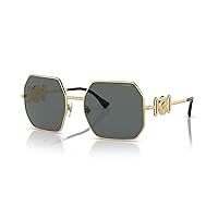 Versace Woman Sunglasses Gold Frame, Dark Grey Lenses, 58MM