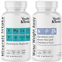 Fluid Pills & Mineral Electrolyte Support as Natural Diuretic Supplement for Swelling Water Retention & Temporary Water Weight Gain for Women & Men – 60 + 60 Capsules