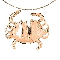 Crab Necklace | 14K Rose Gold Crab Pendant with 18