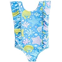 Baby Kids Girls One Pieces Swimsuit Ruffles Cartoon Fish Scale Dinosaur Flamingo Swimwear Bathing Sunsuit