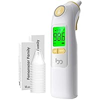 Ear Thermometer, Highly Accurate Ear Thermometer for Kids, Adults and Babies, 30 Memory Recall, 1s Result and 3-Color Fever Alert, with 24 Disposable Probe Covers, Yellow