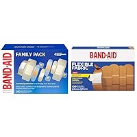 Band-Aid Brand Adhesive Bandage Family Variety Pack & Brand Flexible Fabric Adhesive Bandages for Wound Care and First Aid, All One Size, 100 Count
