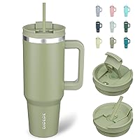 BJPKPK 40 oz Insulated Tumbler With Lid And Straw Stainless Steel Tumblers Cup With Handle For Women And Men,Sage
