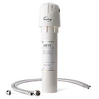 US15L Water Filter Under Sink, 15k Gallons Capacity, Leak-Free Direct Connect Water Filter System for Kitchen, RV, Apartment, Easy DIY Installation, Reduce Odor, Chlorine, Heavy Metals, White