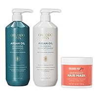 ORLANDO PITA Argan Oil Glossing Shampoo & Conditioner (27 Oz Each) + Overnight Hair Mask (12 Oz) Bundle