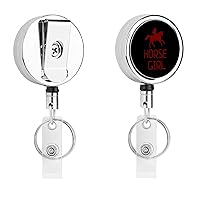 Horse Girl Funny Badge Holder with Retractable Reel Clip Metal Id Badges Lanyard for Nurse Doctor Office