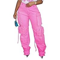 Molisry Women Y2K Cargo Jeans Pants High Waist Ripped Distressed Baggy Denim Pants Streetwear Multi-Pockets