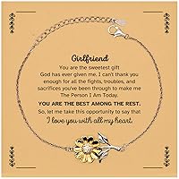 Girlfriend Gift. Girlfriend, I love you with all my heart, Sunflower Bracelet. Thank You Gifts for Girlfriend. Best Gift for Fathers Day, Mothers Day