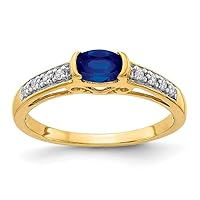 14k Gold Sapphire and Diamond Ring Size 7 Jewelry Gifts for Women