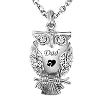 misyou Jewelry Classic Owl Cremation Urn Pendant Necklace Pendant & Fill Kit Ashes Stainless Steel (Dad)