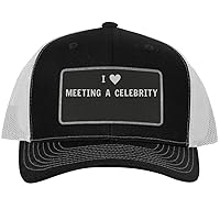 I Heart Love Meeting A Celebrity - Leather Black Patch Engraved Trucker Hat