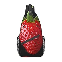Strawberry Crossbody Sling Backpack Sling Bag for Women Hiking Daypack Chest Bag Shoulder Bag