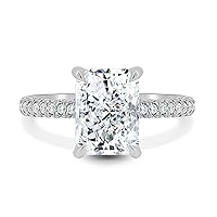 Kiara Gems 3 CT Radiant Colorless Moissanite Engagement Ring for Women/Her, Wedding Bridal Ring Sets, Eternity Sterling Silver Solid Gold Diamond Solitaire 4-Prong Sets for Her