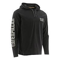 Caterpillar Men's Hooded Banner Long Shirts with UPF 50 Protection, Moisture Control and Cat Logo on Sleeve