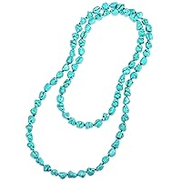 Aobei Pearl 8mm Round Natural Amazonite/Irregular Turquoise Long Beaded Necklace Wrap Bracelet Handmade Gemstone Jewelry for Women Men