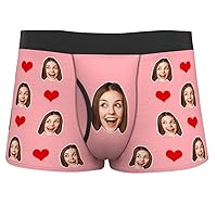 SOUFEEL Custom Boxers Personalized Photo Underwear Funny Face Briefs Underpants Gag Gifts for Men Husband Boyfriend