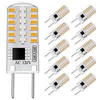 TAIYALOO G8 LED Bulb Dimmable 3W Equivalent to G8 Halogen Bulb 20W-25W, T4 JCD Type Bi-Pin G8 Base, AC 120V G8 Bulb Warm White 3000K for Under Cabinet Light, Under Counter Kitchen Lighting (10 Pack)