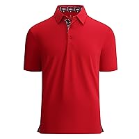 Alex Vando Mens Golf Shirt Moisture Wicking Quick-Dry Solid Short Sleeve Polo Shirts for Men