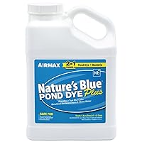 Airmax Pond Dye Plus, Nature's Blue Colorant & Natural Beneficial Bacteria, Large Pond & Lake Water Clarifier & Color Treatment, Shade Plants & Algae from Sunlight, Fish & Livestock Safe, 1 Gallon