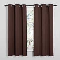 NICETOWN Nursery Essential Thermal Insulated Solid Grommet Top Blackout Curtains, Home Decoration Privacy Curtains for Bedroom (Chocolate Brown, 1 Pair, 42 x 63 inches)