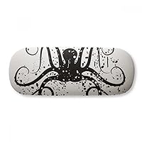 Black Octopus Marine Life Illustration Glasses Case Eyeglasses Clam Shell Holder Storage Box