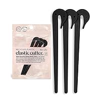 Kitsch 3pcs (Black) Elastic Hair Tie Cutter Tool - Elastic Rubber Band Cutter for Hair Ties Removal | Hair Elastic Cutter for Kids Hair | Hair Elastic Band Cutter & Ponytail Cutter Tool for Toddler