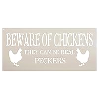 Beware of Chickens by StudioR12 | Farmhouse Fun | Reusable Mylar Template | Painting, Chalk, Mixed Media | Choose Size (18
