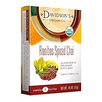 Davidson's Organics, Rooibos Spiced Chai, 8-count Tea Bags, Pack of 12