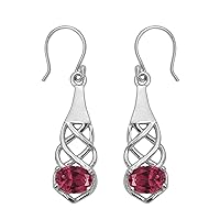 1.00 CT Celtic Hook Dangle Earrings 925 Sterling Silver Rhodium Plated Handmade Jewelry Gift for Women