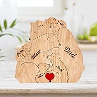 Personalized Bears Family Wooden Puzzle Gifts Custom with 2-7 Names We are One, Animal Sculpture Decorative for Home Decor Ideas for Birthday, Housewarming Gifts