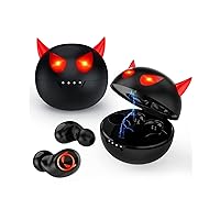 Kids Wireless Earbuds Cute Cartoon Bluetooth in-Ear Headphones Stereo Headphones Microphone Noise Canceling Touch Control 30 Hours Playtime, Suitable as Various (Little Devil)