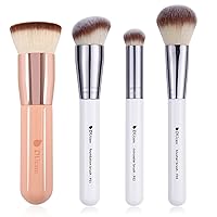 DUcare 4pcs Flat Top Foundation Brush, Foundation Brush& Concealer Brush& Blusher Brush Face Blush Bronzer Travel Buffing Stippling Contour