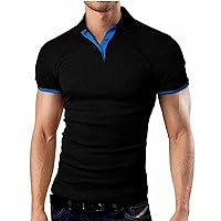 Mens Shirt,Plus Size Short Sleeve Casual Slim Fit Shirts Contrast Color Patchwork T-Shirts Top Blouse