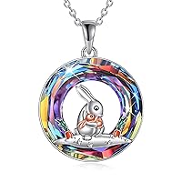 Bunny Pendant Necklace S925 Sterling Sliver Bunny Necklace for Girls Crystal Pendant Jewelry Gift for Women Girls Birthday